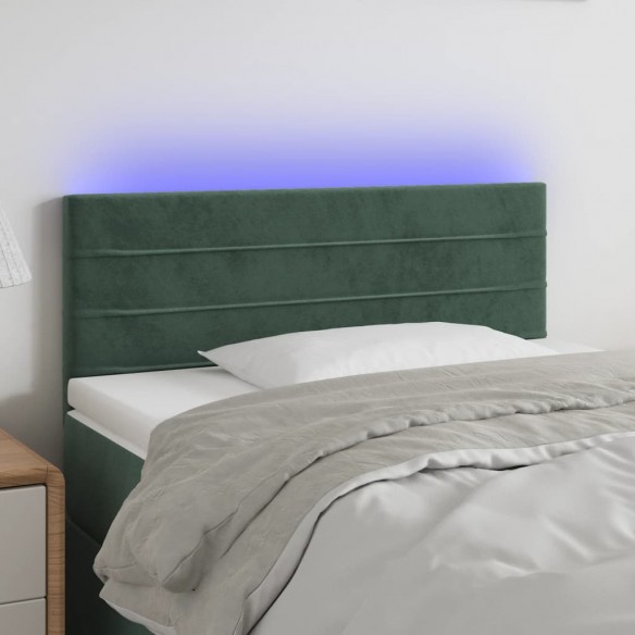 Tête de lit à LED Vert foncé 90x5x78/88 cm Velours