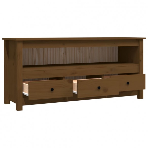 Meuble TV Marron miel 114x35x52 cm Bois de pin massif