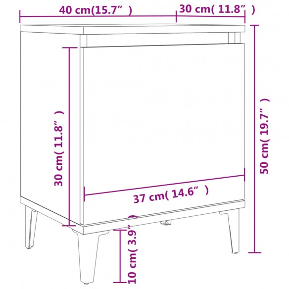 Table de chevet avec pieds en métal Chêne sonoma 40x30x50 cm
