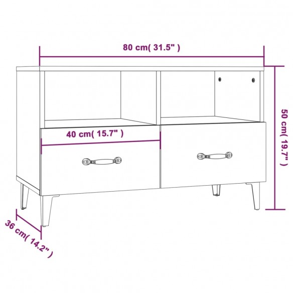 Meuble TV Chêne marron 80x36x50 cm Bois d'ingénierie