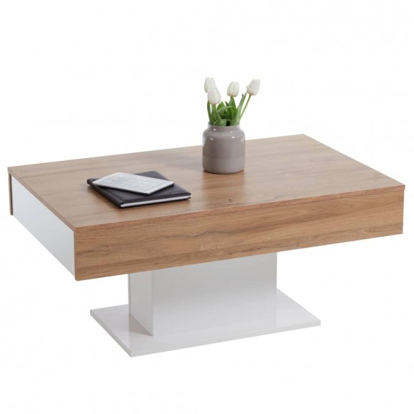 FMD Table basse Chêne antique et blanc