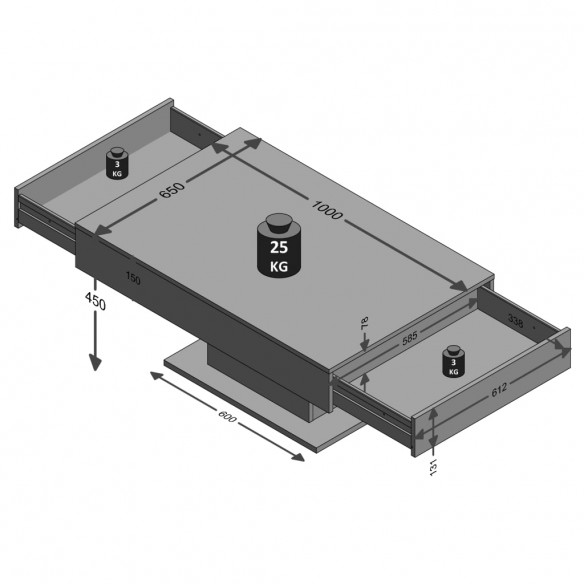 FMD Table basse Chêne antique et blanc