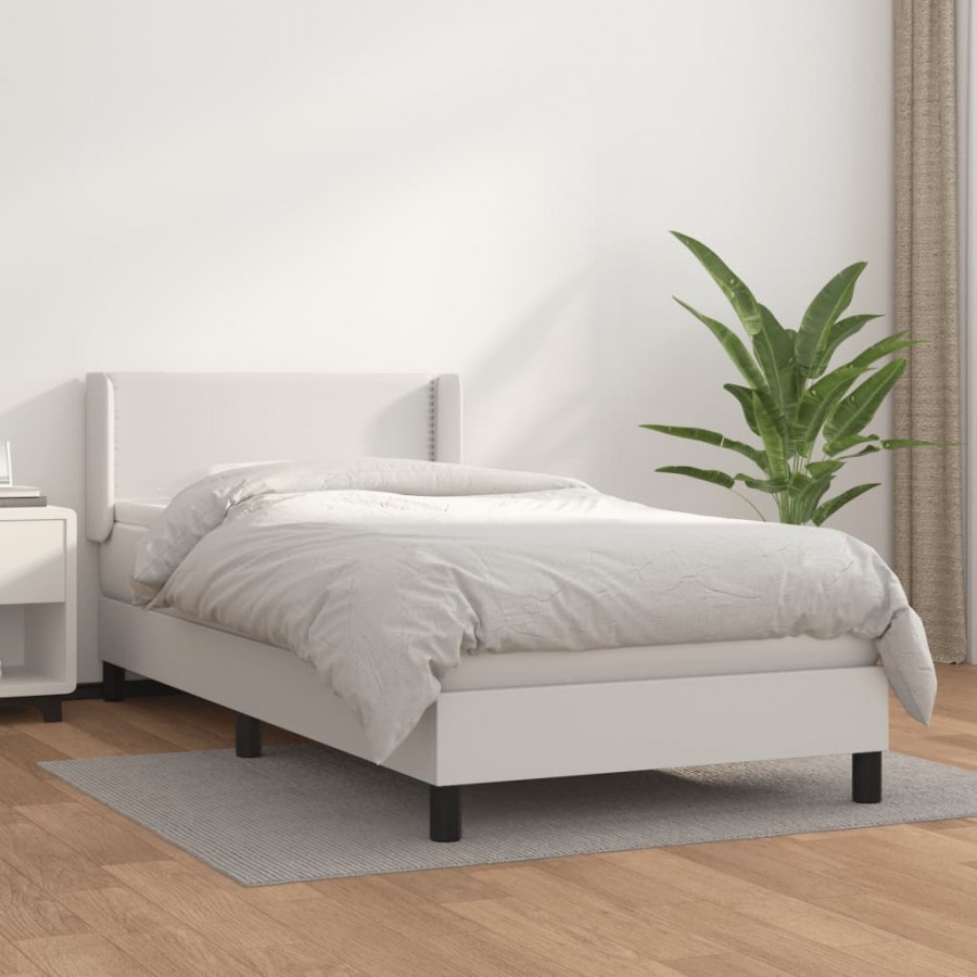 Cadre de lit avec matelas Blanc 90x190 cm Similicuir