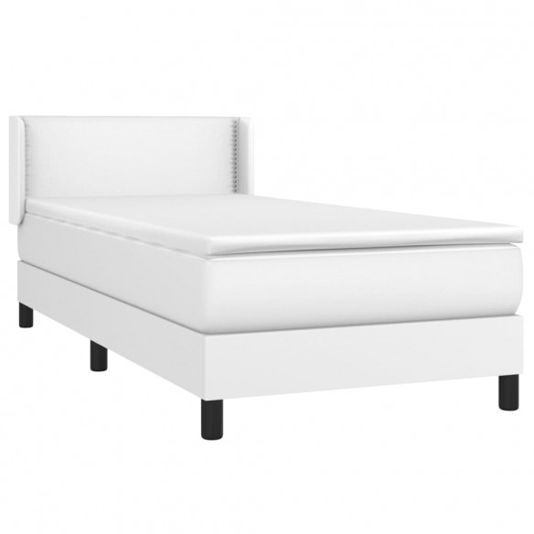 Cadre de lit avec matelas Blanc 90x190 cm Similicuir