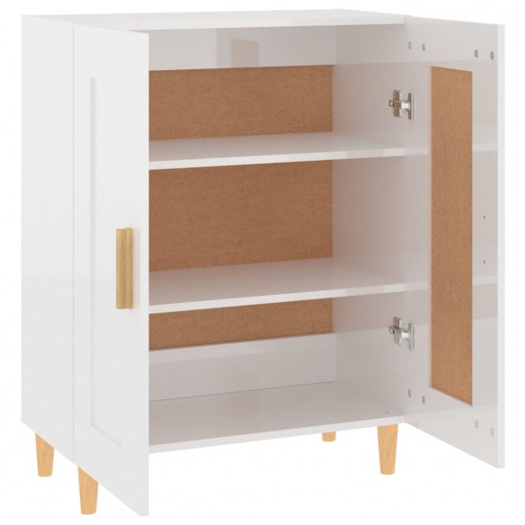 Buffet Blanc brillant 69,5x34x90 cm Bois d'ingénierie