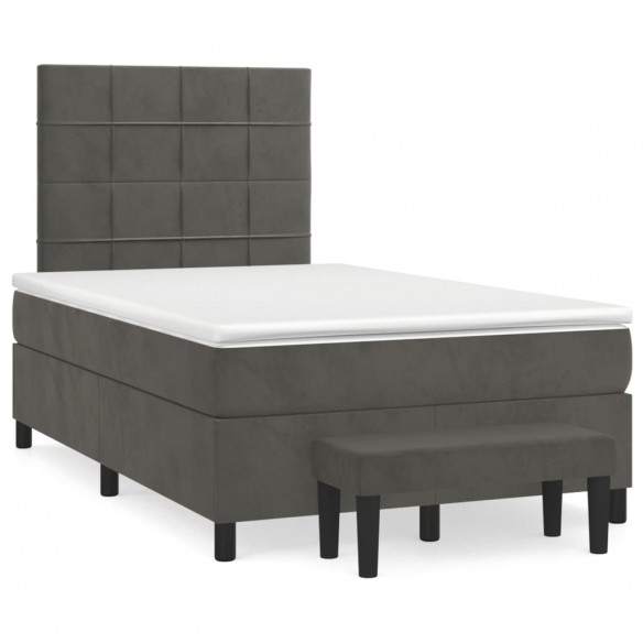 Cadre de lit et matelas Gris foncé 120x200cm Velours