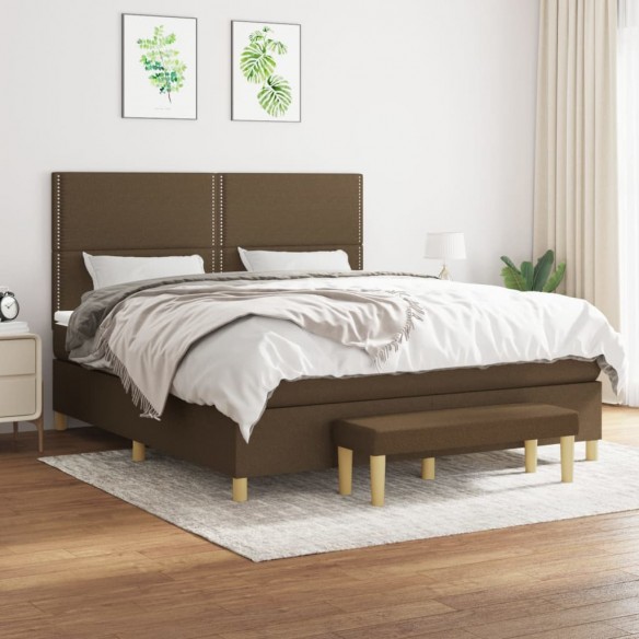 Sommier à lattes de lit avec matelas Marron foncé 160x200 cm