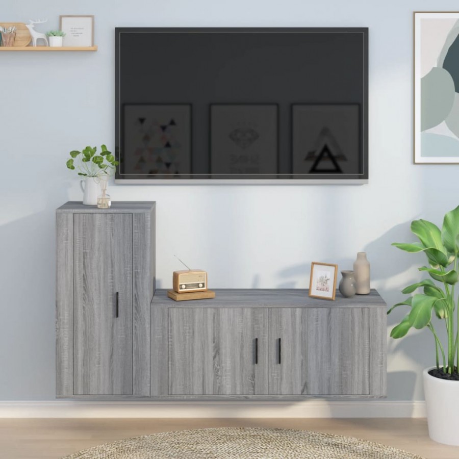 Ensemble de meubles TV 2 pcs Sonoma gris Bois d'ingénierie