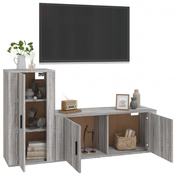 Ensemble de meubles TV 2 pcs Sonoma gris Bois d'ingénierie