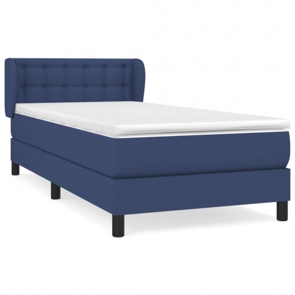 Cadre de lit avec matelas Bleu 80x200 cm Tissu