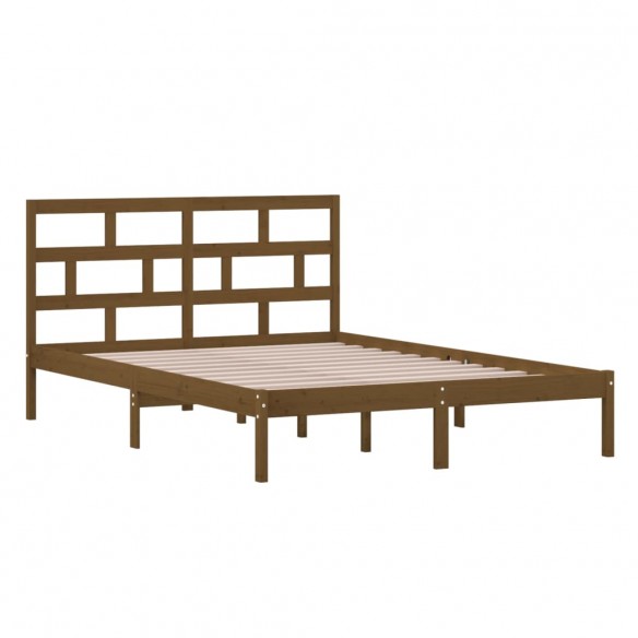 Cadre de lit Marron miel Bois de pin massif 140x200 cm