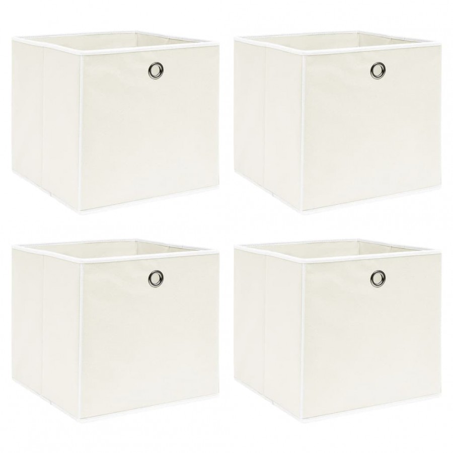 Boîtes de rangement 4 pcs Blanc 32x32x32 cm Tissu