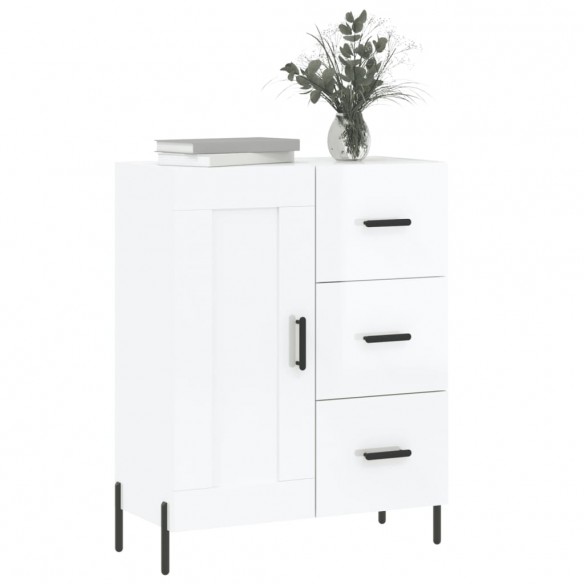 Buffet Blanc brillant 69,5x34x90 cm Bois d'ingénierie