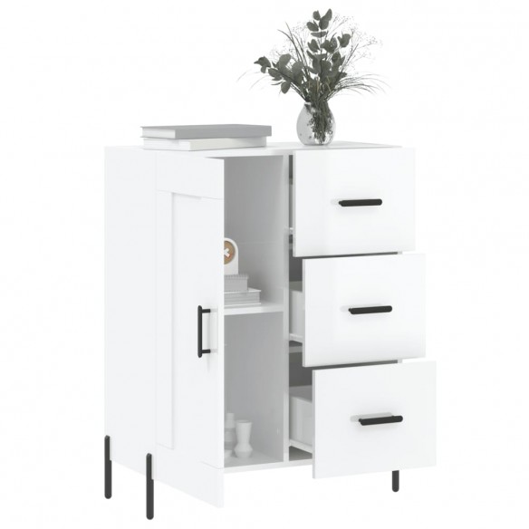 Buffet Blanc brillant 69,5x34x90 cm Bois d'ingénierie