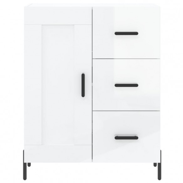 Buffet Blanc brillant 69,5x34x90 cm Bois d'ingénierie