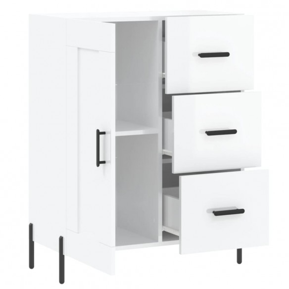 Buffet Blanc brillant 69,5x34x90 cm Bois d'ingénierie