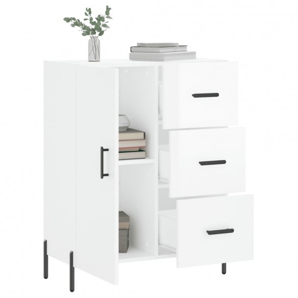 Buffet Blanc brillant 69,5x34x90 cm Bois d'ingénierie