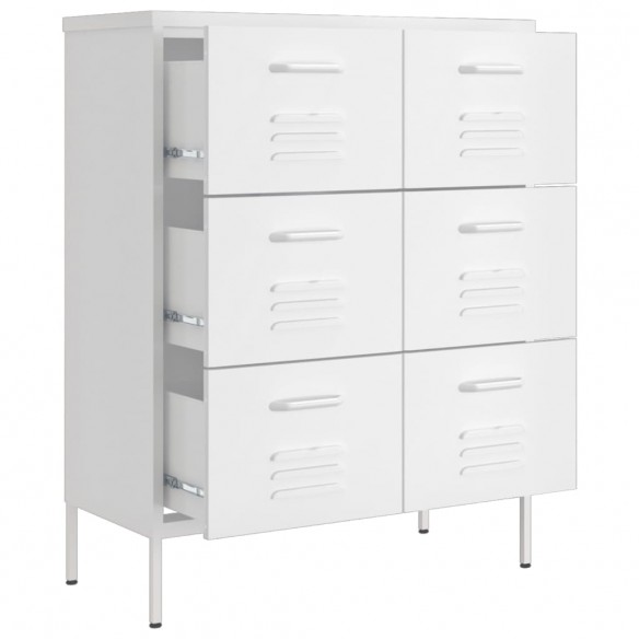 Armoire à tiroirs Blanc 80x35x101,5 cm Acier