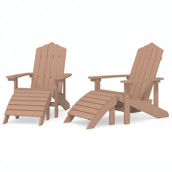 Chaises de jardin Adirondack 2pcs avec repose-pieds PEHD Marron