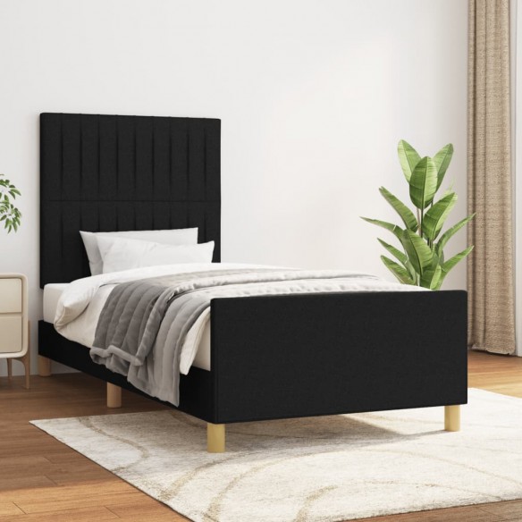 Cadre de lit avec tête de lit Noir 100x200 cm Tissu