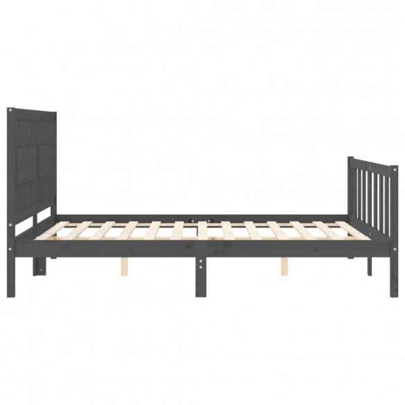 Cadre de lit avec tête de lit gris 160x200 cm bois massif