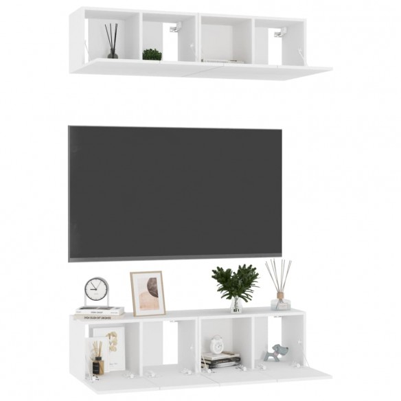 Meubles TV 4 pcs Blanc 60x30x30 cm Aggloméré