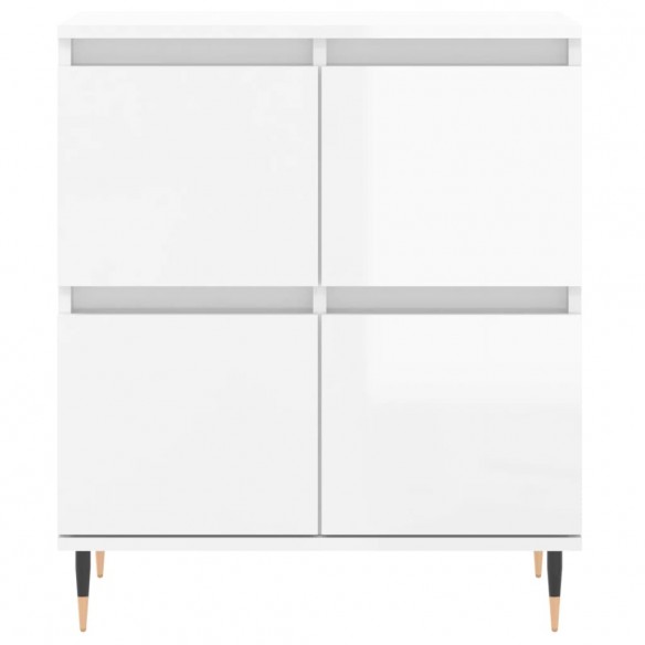 Buffets 2 pcs blanc brillant bois d'ingénierie