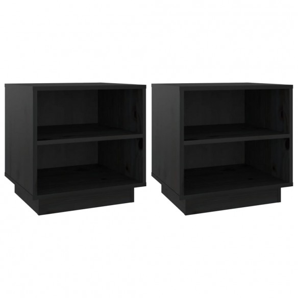 Tables de chevet 2 pcs Noir 40x34x40 cm Bois de pin solide