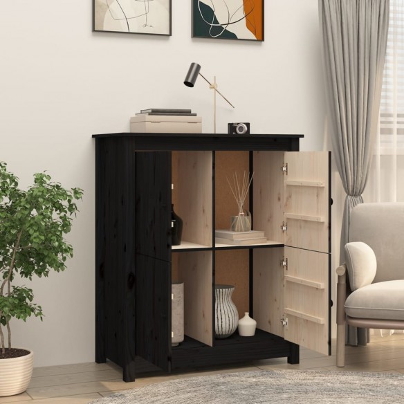 Buffet Noir 83x41,5x100 cm Bois massif de pin