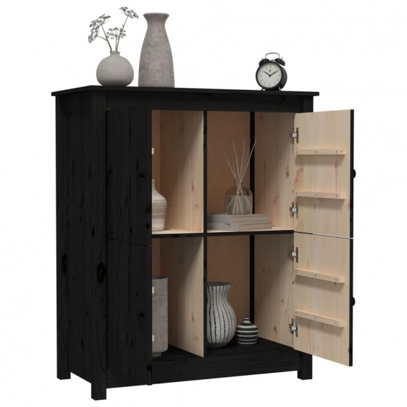 Buffet Noir 83x41,5x100 cm Bois massif de pin