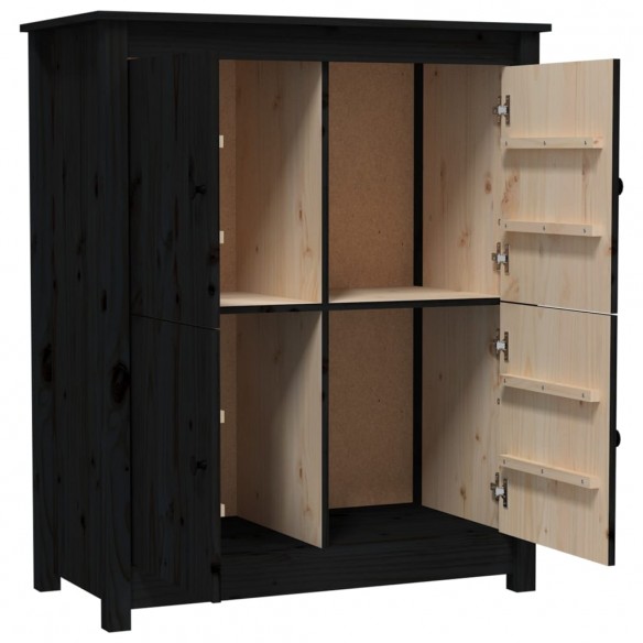 Buffet Noir 83x41,5x100 cm Bois massif de pin