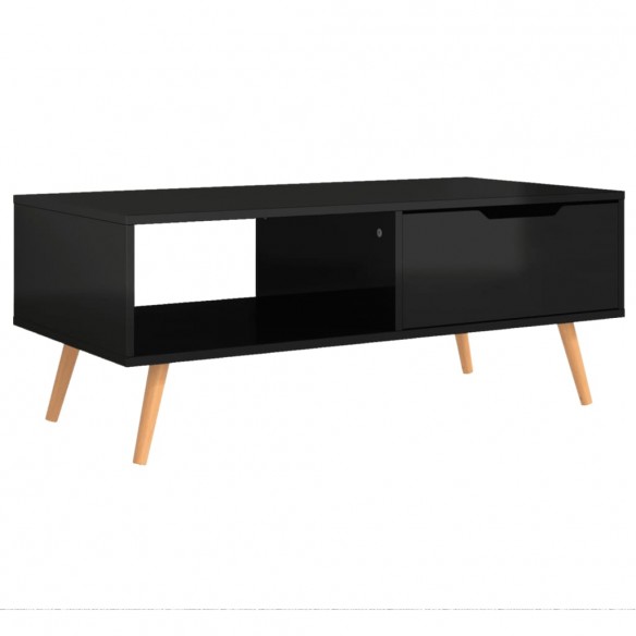 Table basse Noir brillant 100x49,5x43 cm Aggloméré