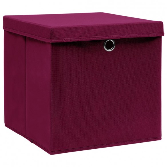 Boîtes de rangement 4 pcs Rouge foncé 32x32x32 cm Tissu