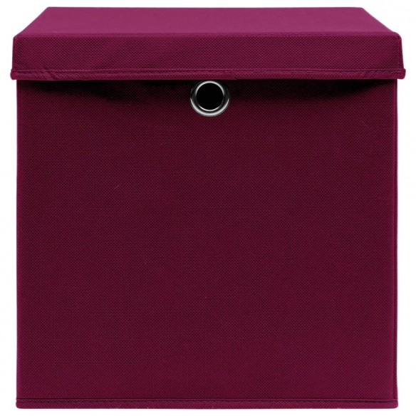 Boîtes de rangement 4 pcs Rouge foncé 32x32x32 cm Tissu