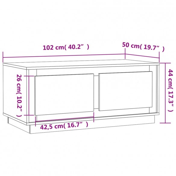 Table basse chêne sonoma 102x50x44 cm bois d'ingénierie