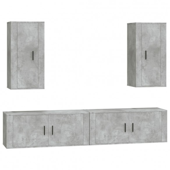 Ensemble de meubles TV 4 pcs Gris béton Bois d'ingénierie