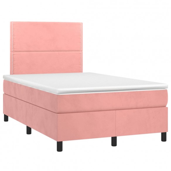 Sommier à lattes de lit avec matelas LED Rose 120x200cm Velours