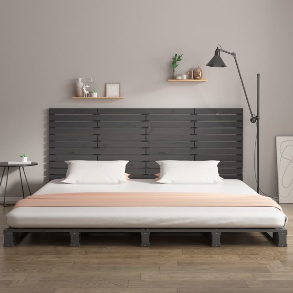 Tête de lit murale Gris 186x3x91,5 cm Bois massif de pin