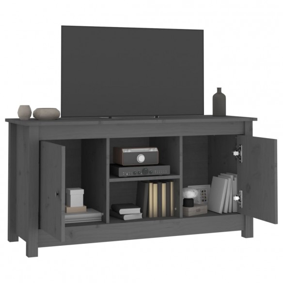 Meuble TV Gris 103x36,5x52 cm Bois de pin massif