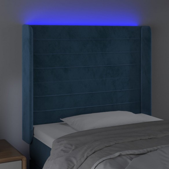 Tête de lit à LED Bleu foncé 83x16x118/128 cm Velours
