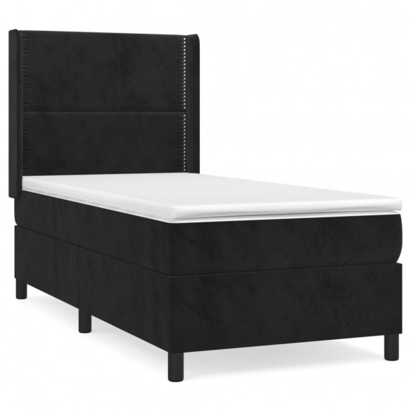 Cadre de lit et matelas Noir 80x200 cm Velours