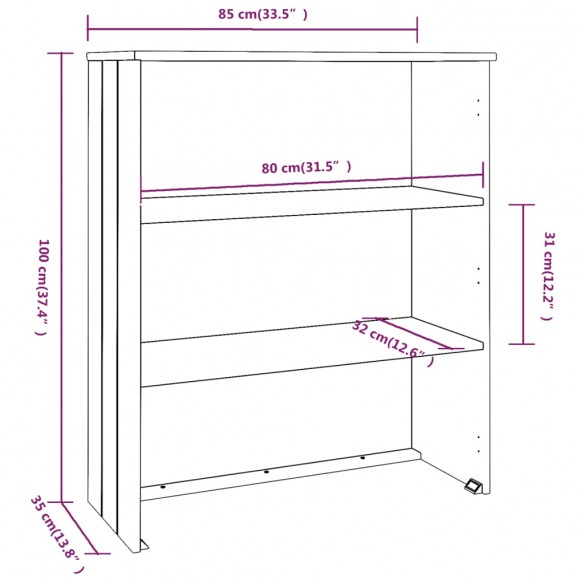 Dessus de buffet HAMAR Gris foncé 85x35x100 cm Bois de pin