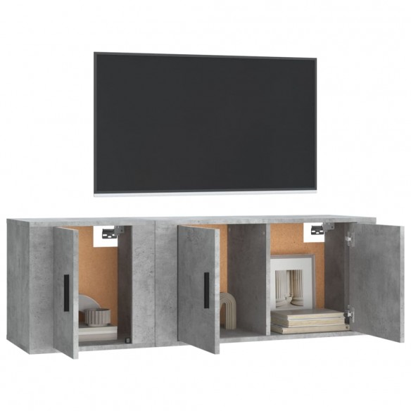 Ensemble de meubles TV 2 pcs gris béton bois d'ingénierie