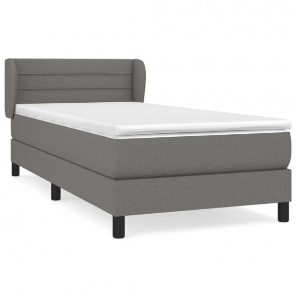 Cadre de lit avec matelas Gris foncé 80x200 cm Tissu