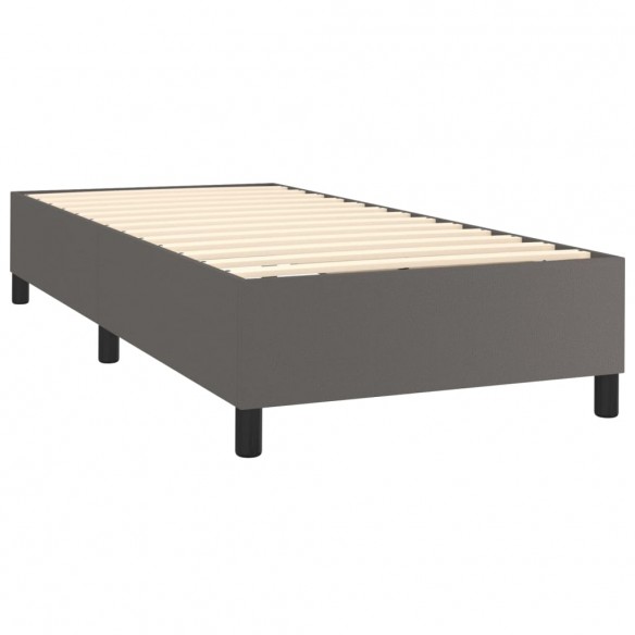 Cadre de lit avec matelas Gris 90x200 cm Similicuir