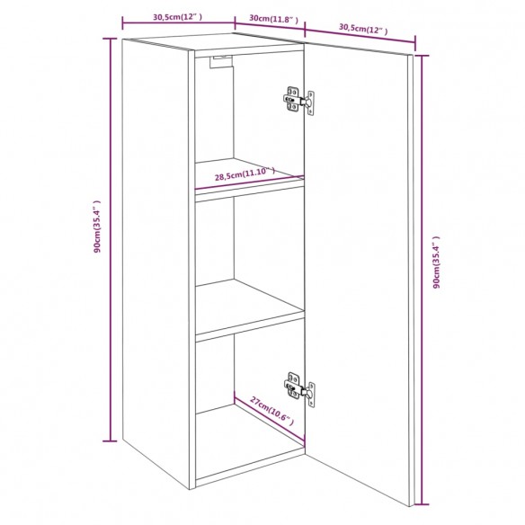 Meubles TV 2 pcs Chêne fumé 30,5x30x90 cm Bois d'ingénierie