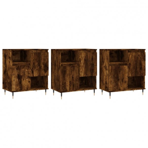 Buffets 3 pcs Chêne fumé Bois d'ingénierie