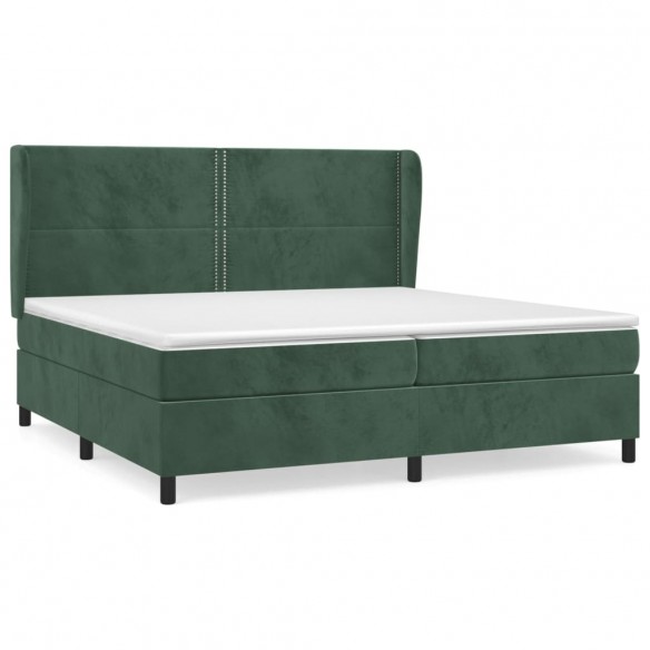 Cadre de lit et matelas Vert foncé 200x200cm Velours