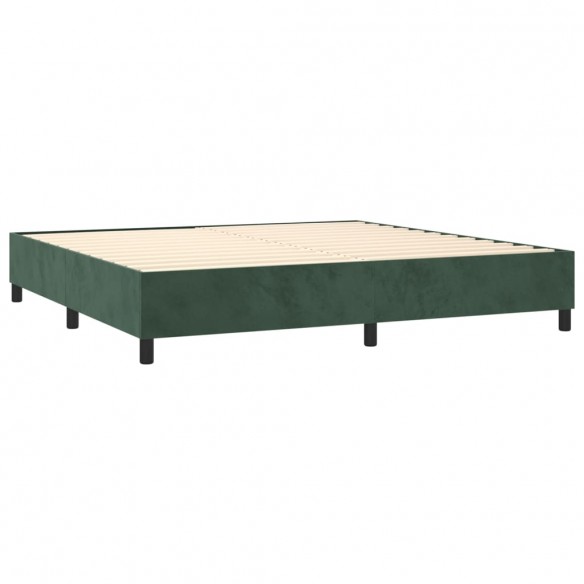 Cadre de lit et matelas Vert foncé 200x200cm Velours