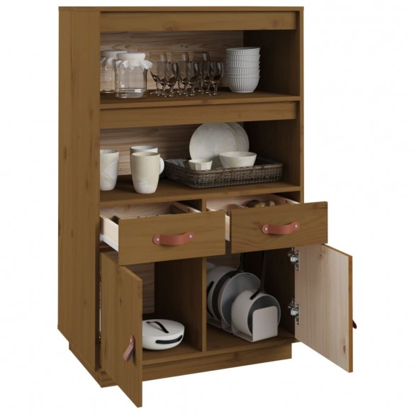 Buffet haut Marron miel 67x40x108,5 cm Bois massif de pin